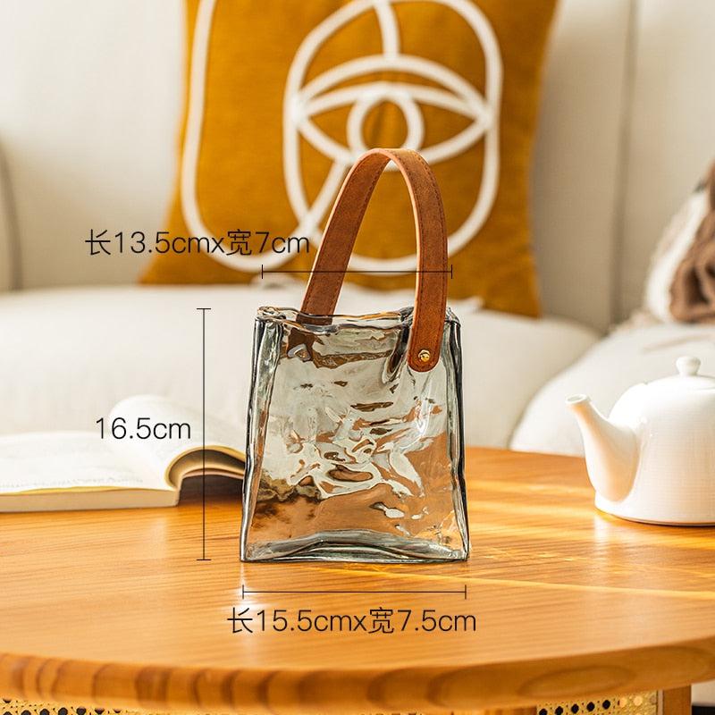 Handbag Glass Vase Ornaments | Living Room Transparent Flower Arrangement | Creative Light Luxury & High-Grade Decor